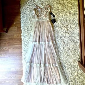 Lulu’s Lace Swiss Dot Maxi Dress